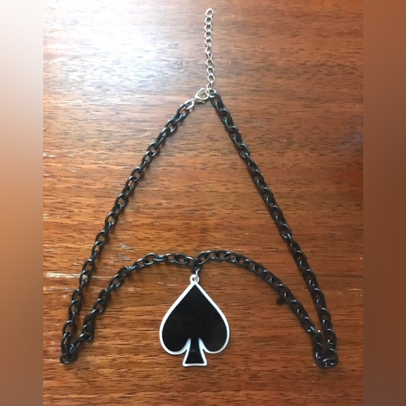 Casino Black Spade Charm Gamble Playing Card Deck Poker Thick Link Chain Pendant - Picture 6 of 8